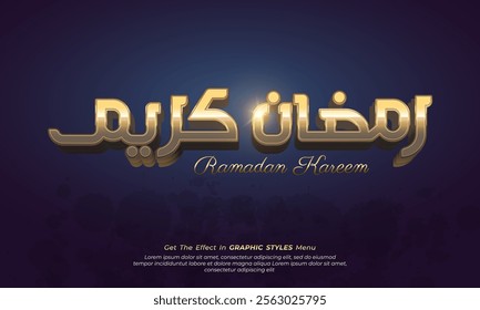Vector text effect on shine arabic calligraphy writing ramadan kareem with 3d style