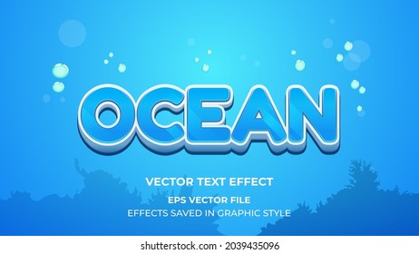 vector text effect. shiny underwater ocean and text effect. eps file