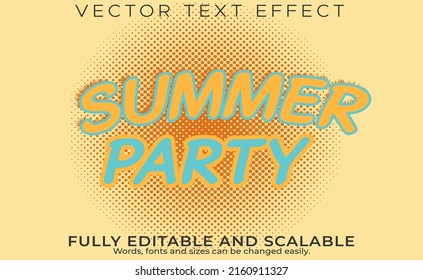efecto de texto vectorial fiesta de verano