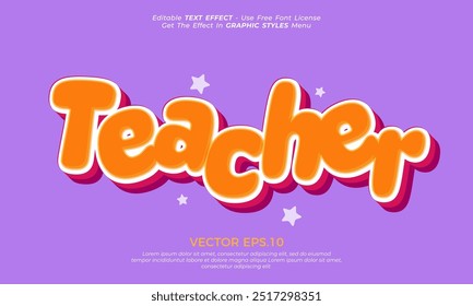 Estilo 3D del profesor del efecto del texto del Vector