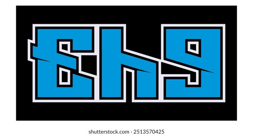 Vector text EH9 blue, modern concept, black background. 