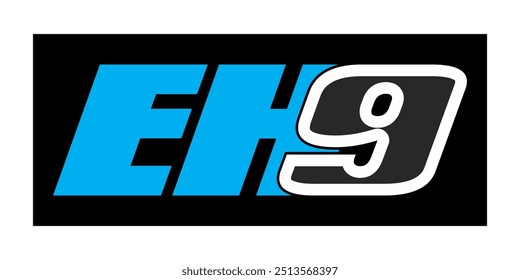 Vector texto EH9 concepto moderno, fondo negro. 