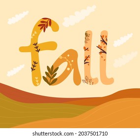 Vector text - FALL. Autumn concept. Text and background are isolated 