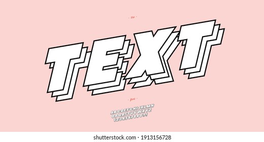 Vector text font 3d bold style trendy typography for infographics, motion graphics, video, promotion, decoration. 10 eps