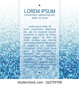 Vector text frame template with frosted glass effect and mosaic background.