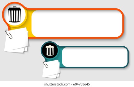 Vector text frames for any text with paper clips and trashcan icon