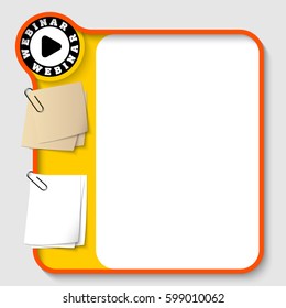 Vector text frames for any text with two paper clips and webinar icon