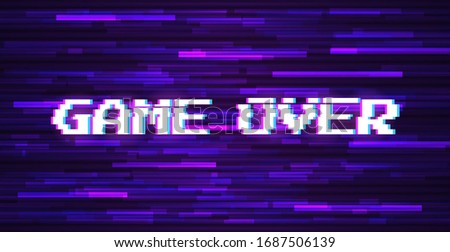 Vector text game over. Symbol of cyberpunk, hacker attack. Modern design, technological error. Texture and effect for your design.