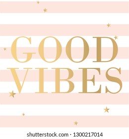 Vector text Good Vibes with stripes design