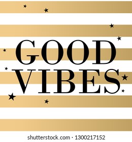 Vector text Good Vibes with stripes design