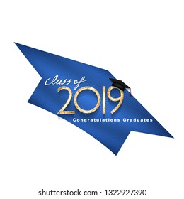 Vector text for graduation gold design, congratulation event, T-shirt, party, high school or college graduate. Lettering Class of 2019 for greeting, invitation card