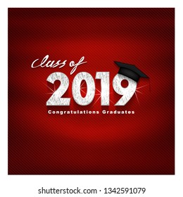 Vector text for graduation silver design, congratulation event, T-shirt, party, high school or college graduate. silver Lettering Class of 2019 for greeting, invitation card	
