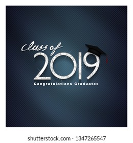 Vector text for graduation silver design, congratulation event, T-shirt, party, high school or college graduate. silver Lettering Class of 2019 for greeting, invitation card	
