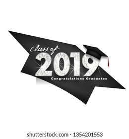 Vector text for graduation silver design, congratulation event, T-shirt, party, high school or college graduate. Lettering Class of 2019 for greeting, invitation card
