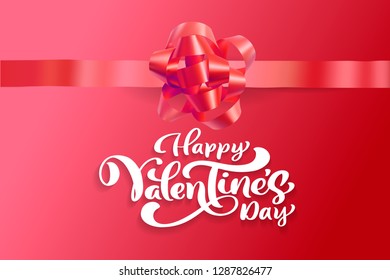 Vector text Happy Valentines Day typography design for greeting card and poster. Valentine quote on a red holidays background. Design template celebration illustration
