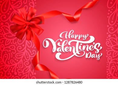 Vector text Happy Valentines Day typography design for greeting card and poster. Valentine quote on a red holidays background. Design template celebration illustration