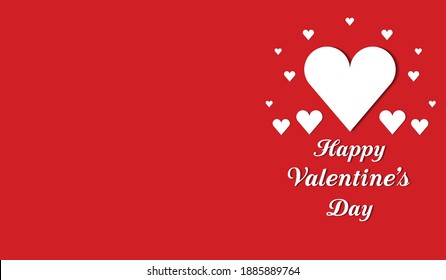 Vector text happy valentine's day on red background with white hearts