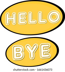 vector text illustration hello and bye