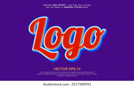 Vector text logo with editable 3d style effect