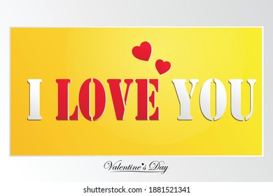 Vector of text. I love you text for valentine's day.