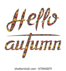 Vector text made of colorful autumn background.