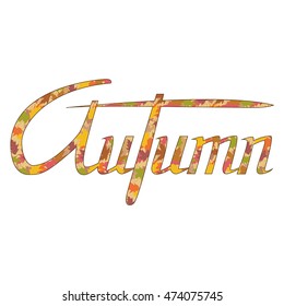 Vector text made of colorful autumn background.
