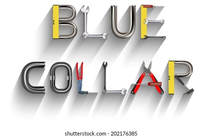 Vector Text Made of Various Tools, Eps 10 Vector, Gradient Mesh and Transparency Used