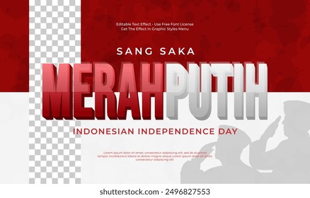 Vector text merah putih with 3d style effect