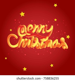 Vector Text Merry Christmas with Red background