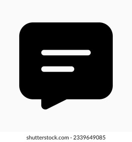 Vector text message icon. Black, white background. Perfect for app and web interfaces, infographics, presentations, marketing, etc.