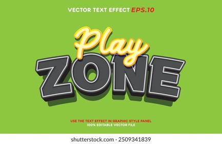 Vector text play zone 3d editable text effect