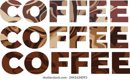 Impresión de texto vectorial para emblema de café de ropa en colores de café elemento de diseño de archivo vectorial.