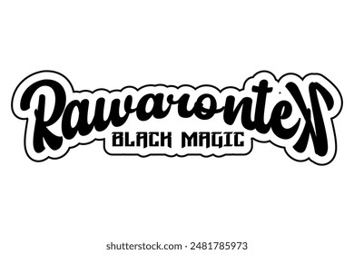 Vector text RAWARONTEK BLACK MAGIC cool, icon design. 