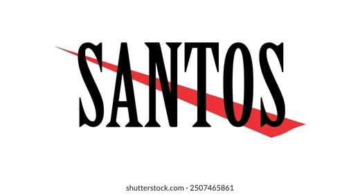 Vector text SANTOS cool, black and red concept, white background. 