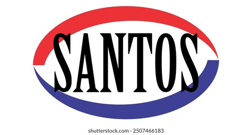 Vector text SANTOS cool, blue and red concept, white background. 