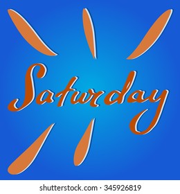 Vector text Saturday in blue and orange