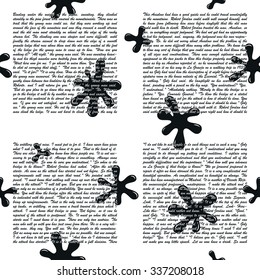 Vector text seamless pattern. Newspaper illustration. Writing texture