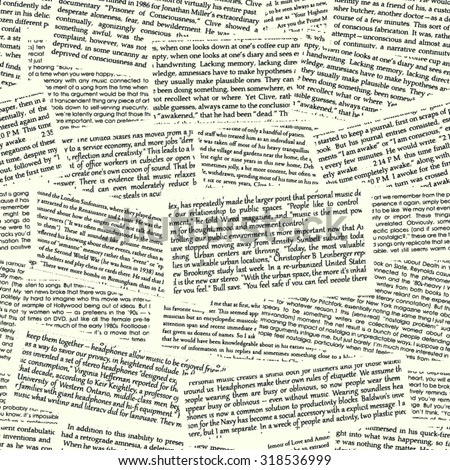 Vector text seamless pattern. Newspaper illustration. Writing texture