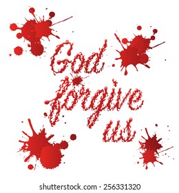 Vector text with splashes and drops of blood