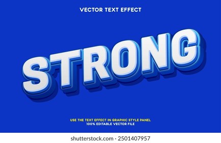 Vector text strong 3d editable text effect