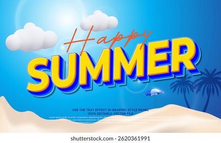 Vector text summer with text effect 3d style