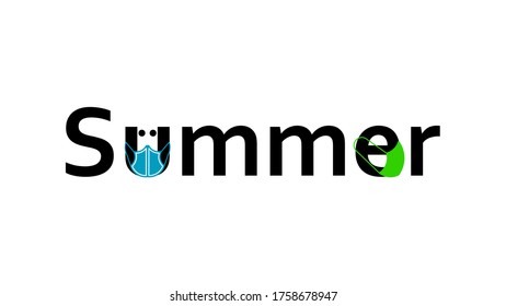 Vector text , Summer , Words in the mask.