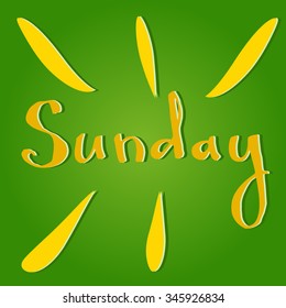 Vector text Sunday in yellow and green