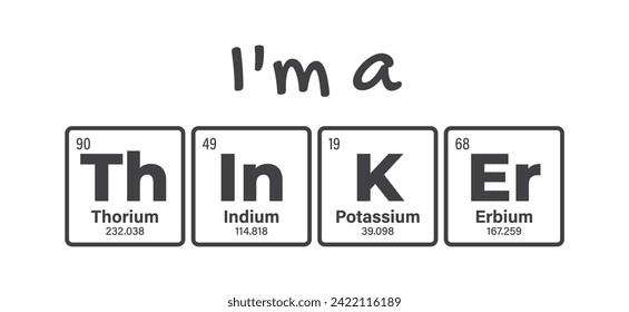 Vector text: I'm a thinker composed of individual elements of the periodic table. Isolated on white background.