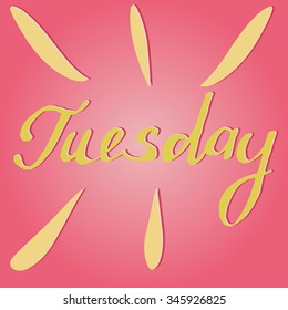 Vector text Tuesday in pink and yellow