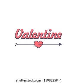 vector text valentine with heart and arrow