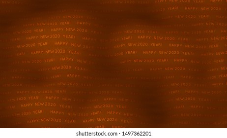 Vector text wave background. Happy New Year 2020. Warped text strings for backdrop of you design. Winter holiday texture.