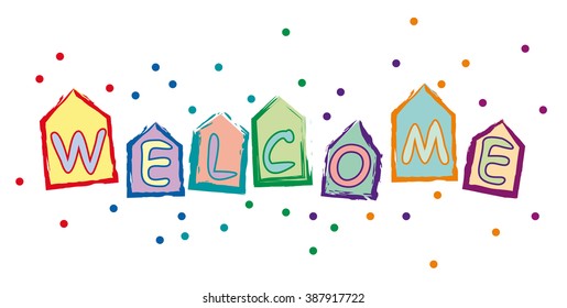 Vector text welcome home, school and residence