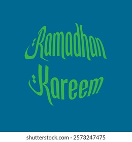 Vector text wrap with Ramadhan kareem, use for greeting cards, t-shirt designs, posters and greeting banners, background blue