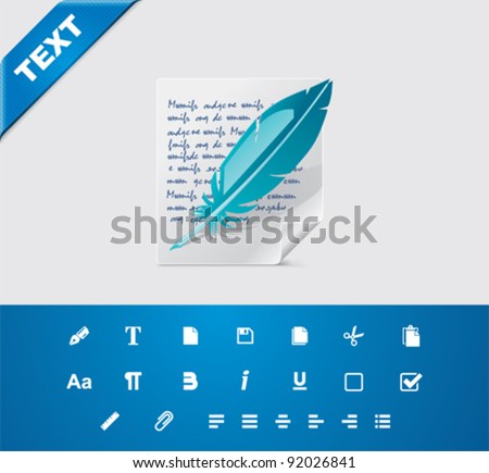 Vector text writing and editing icon set  